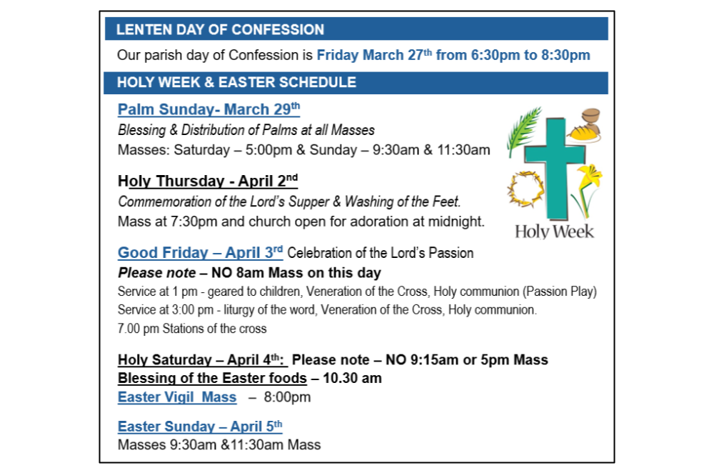 SD Holy Week Schedule 2026 updated